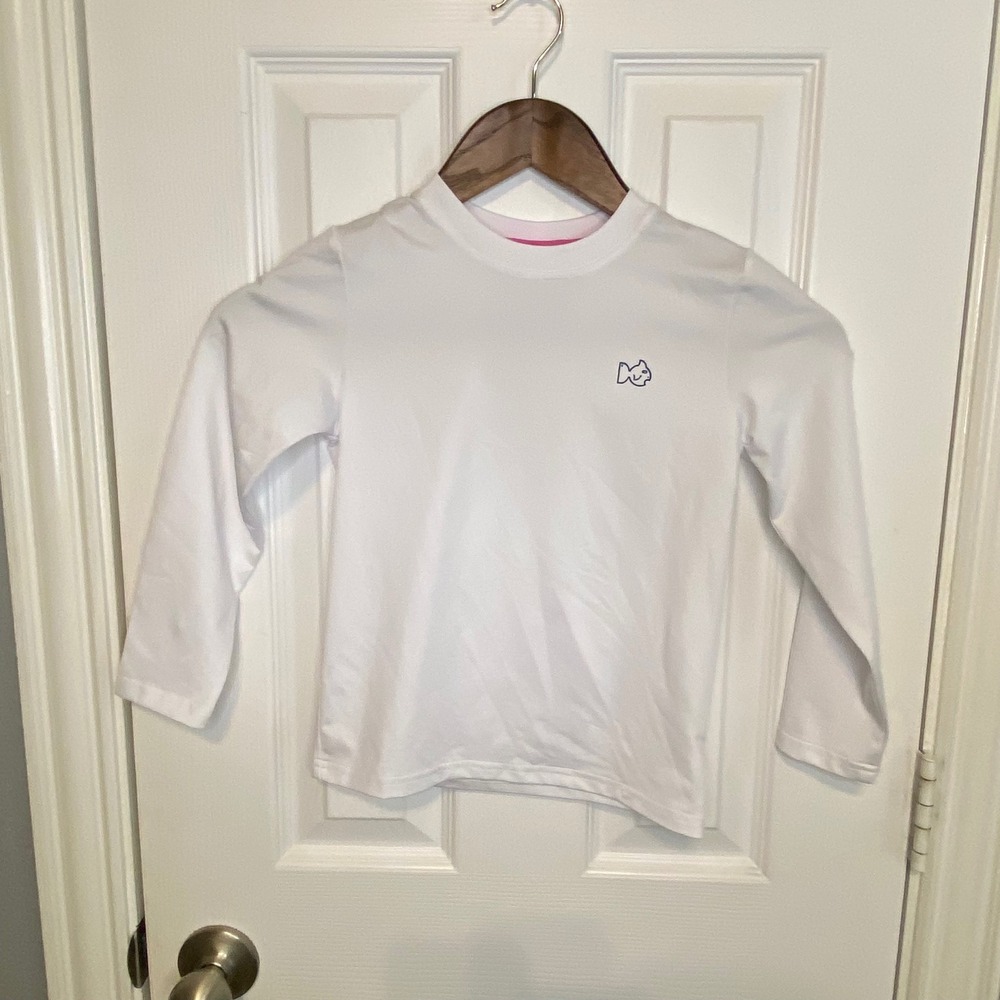 Prodoh Kids White Long Sleeve American Flag Performance Swim Rash Guard Size 4T